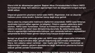 NATO’ya Hayır, Bağımsız Kıbrıs’a Evet